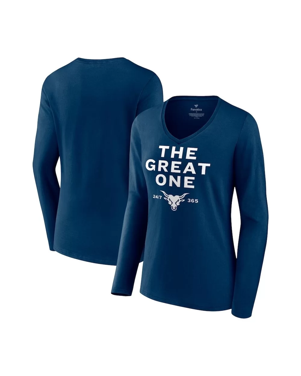 Women's Fanatics Branded Navy The Rock The Great One V-Neck Long Sleeve T-Shirt $9.80 T-Shirts