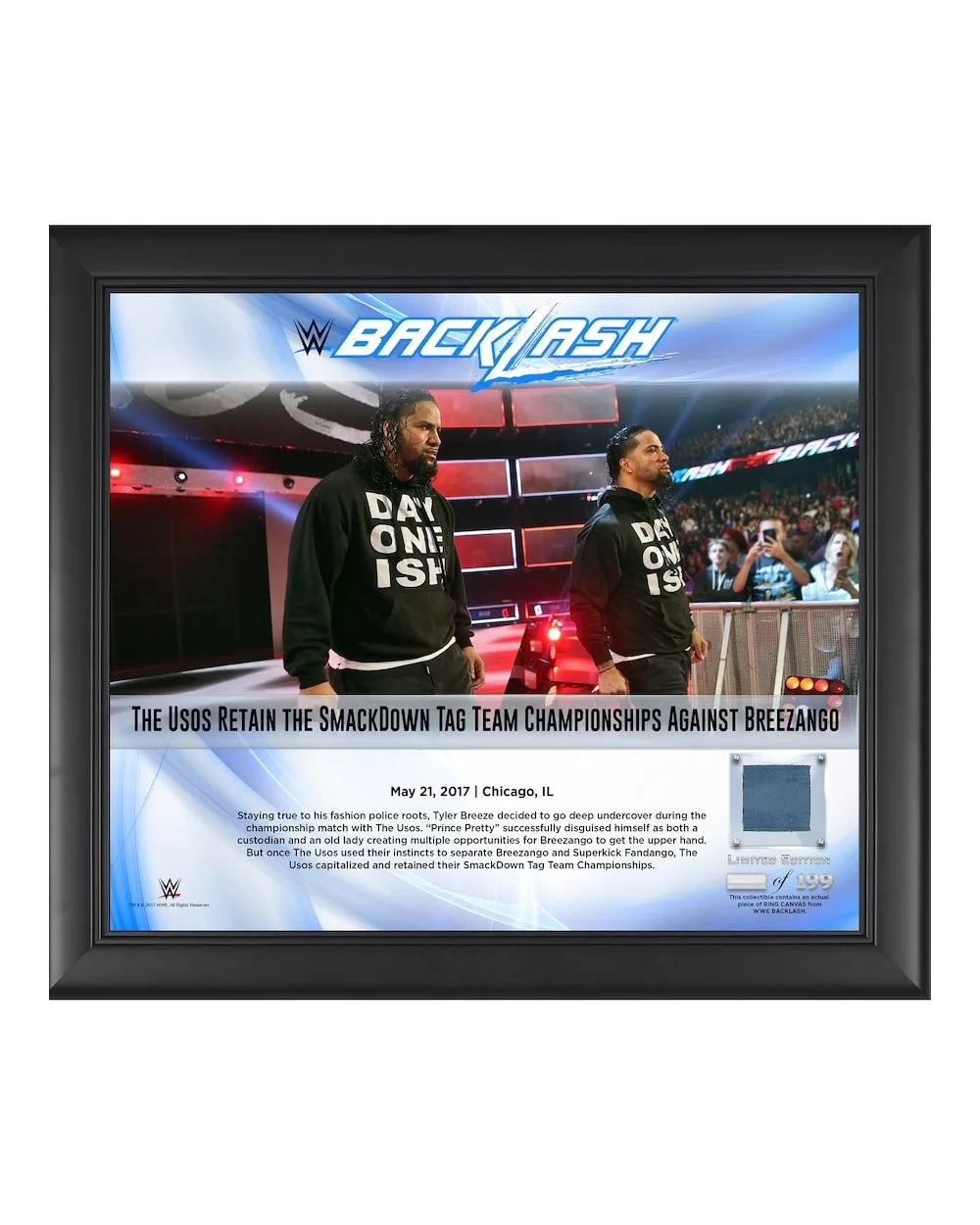 The Usos Framed 15" x 17" 2017 Backlash Collage with a Piece of Match-Used Canvas - Limited Edition of 199 $20.72 Collectibles