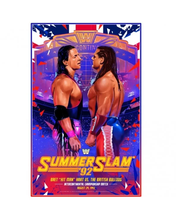 Bret "Hit Man" Hart vs. The British Bulldog 24" x 36" SummerSlam '92 Poster $14.40 Home & Office
