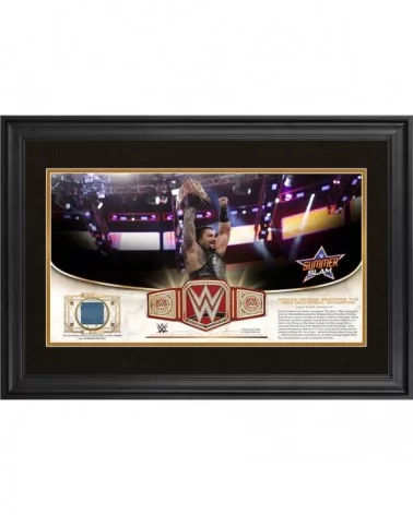 Roman Reigns WWE Golden Moments Framed 10" x 18" 2018 SummerSlam Collage with a Piece of Match-Used Canvas - Limited Edition ...