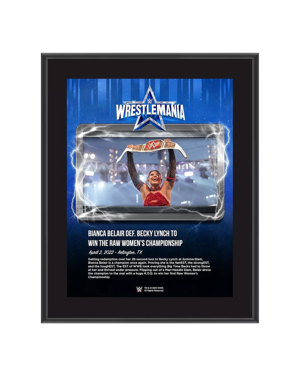 Bianca Belair 10.5" x 13" WrestleMania 38 Night 1 Sublimated Plaque $10.08 Home & Office