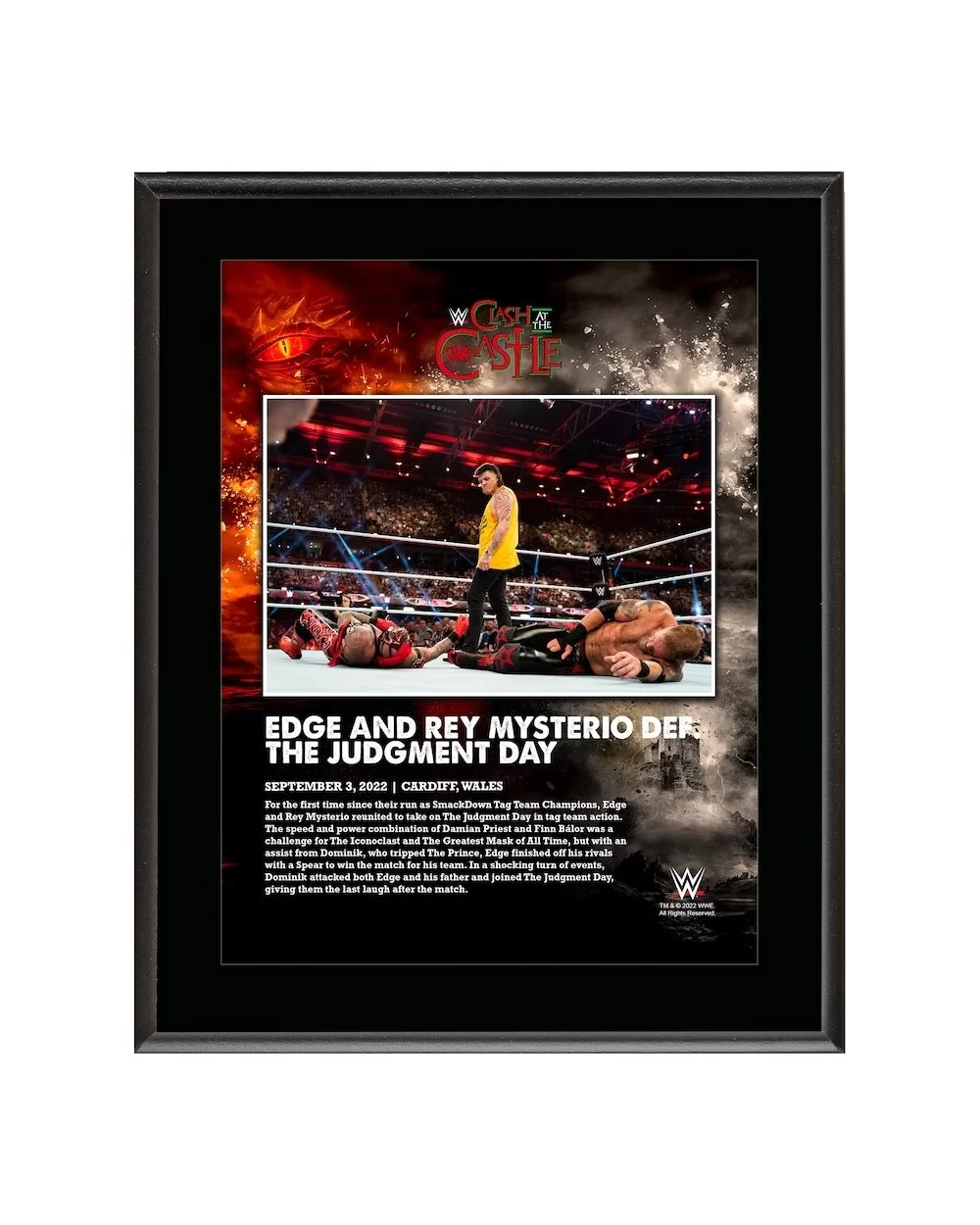 Edge and Rey Mysterio WWE 10.5" x 13" 2022 Clash at the Castle Sublimated Plaque $7.92 Home & Office
