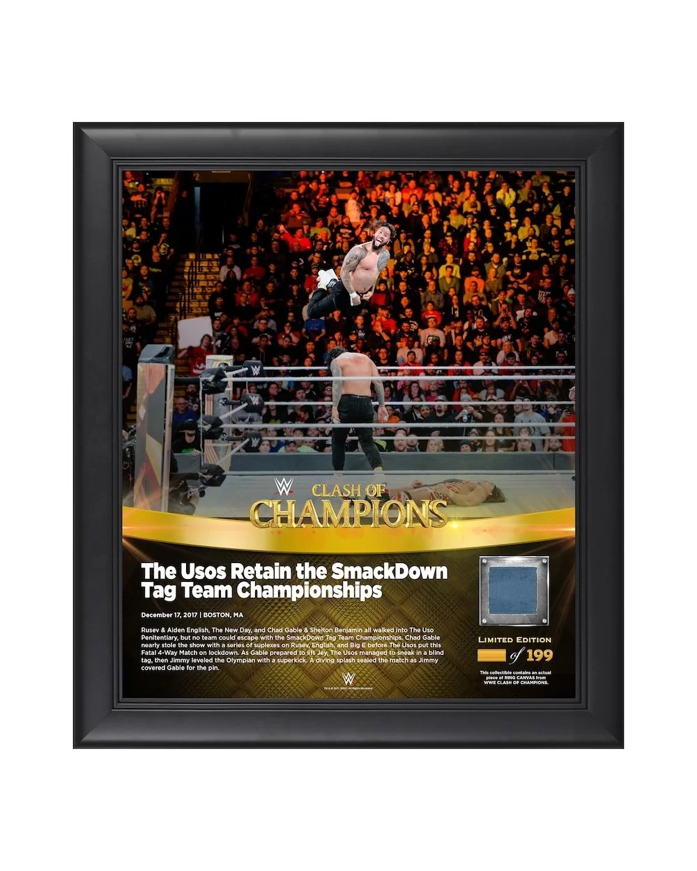 The Usos Framed 15" x 17" 2017 Clash of Champions Collage with a Piece of Match-Used Canvas - Limited Edition of 199 $27.44 H...