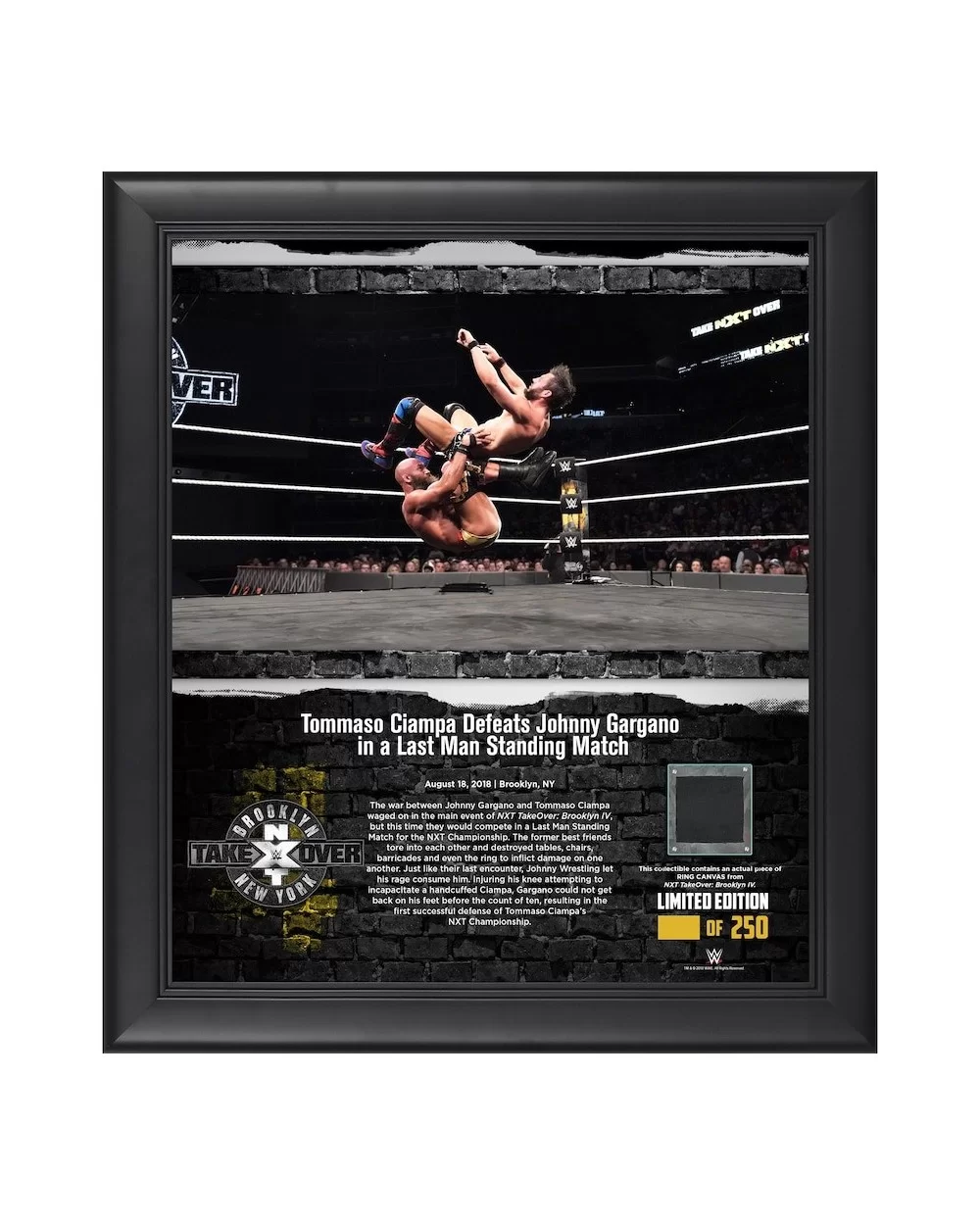 Tommaso Ciampa WWE 15" x 17" NXT TakeOver: Brooklyn 2018 Collage with a Piece of Match-Used Canvas - Limited Edition of 250 $...