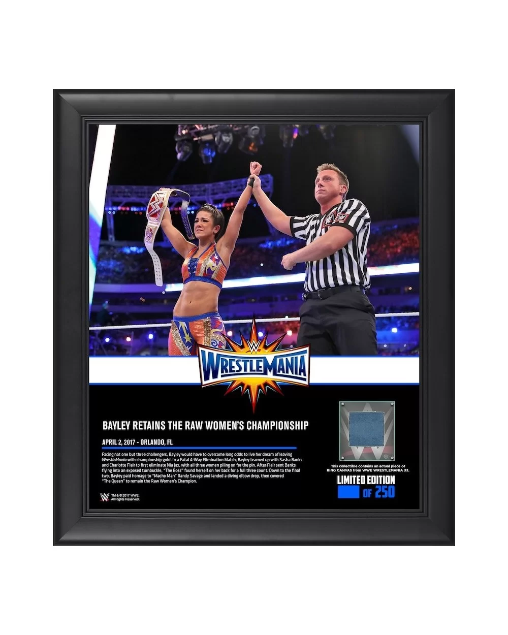 Bayley Framed 15" x 17" WrestleMania 33 Collage with a Piece of Match-Used Canvas - Limited Edition of 250 $21.84 Home & Office