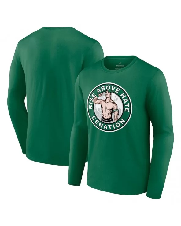 Men's Fanatics Branded Green John Cena Rise Above Hate Cenation Long Sleeve T-Shirt $9.80 T-Shirts