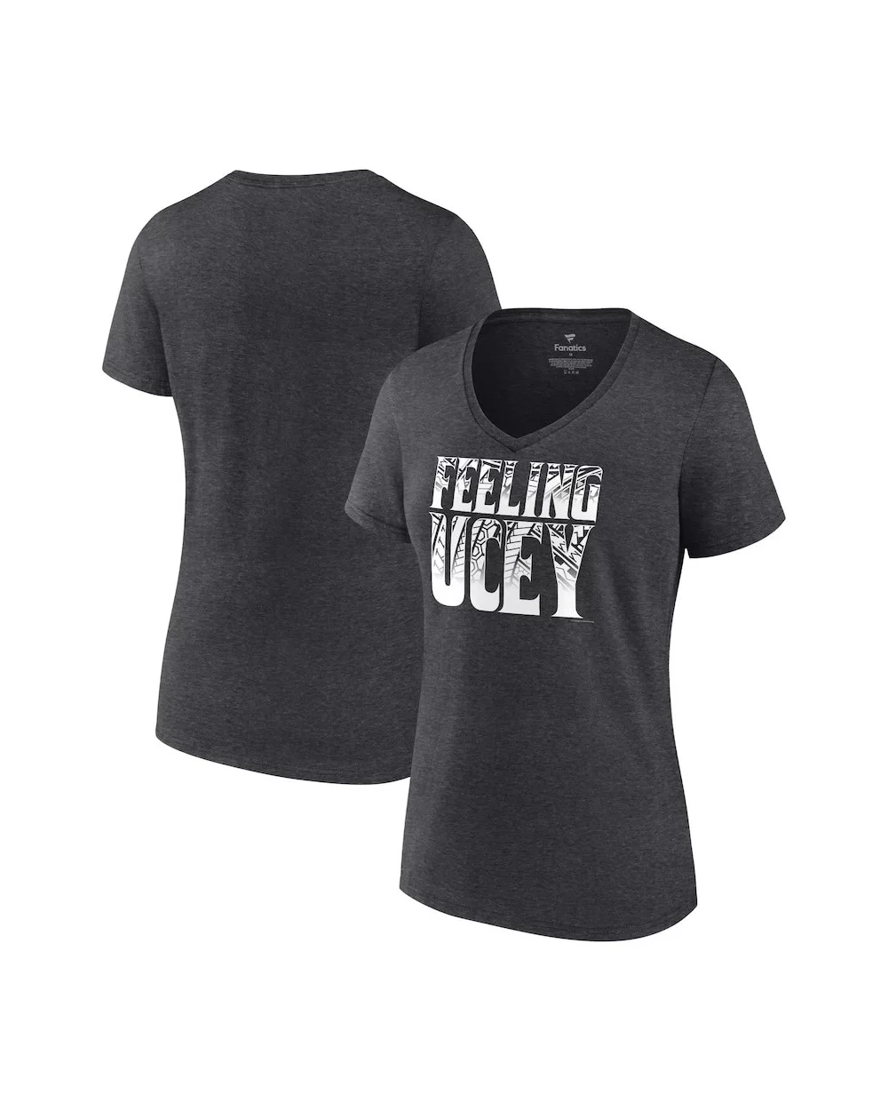 Women's Fanatics Branded Charcoal The Bloodline Feeling Ucey V-Neck T-Shirt $11.76 T-Shirts