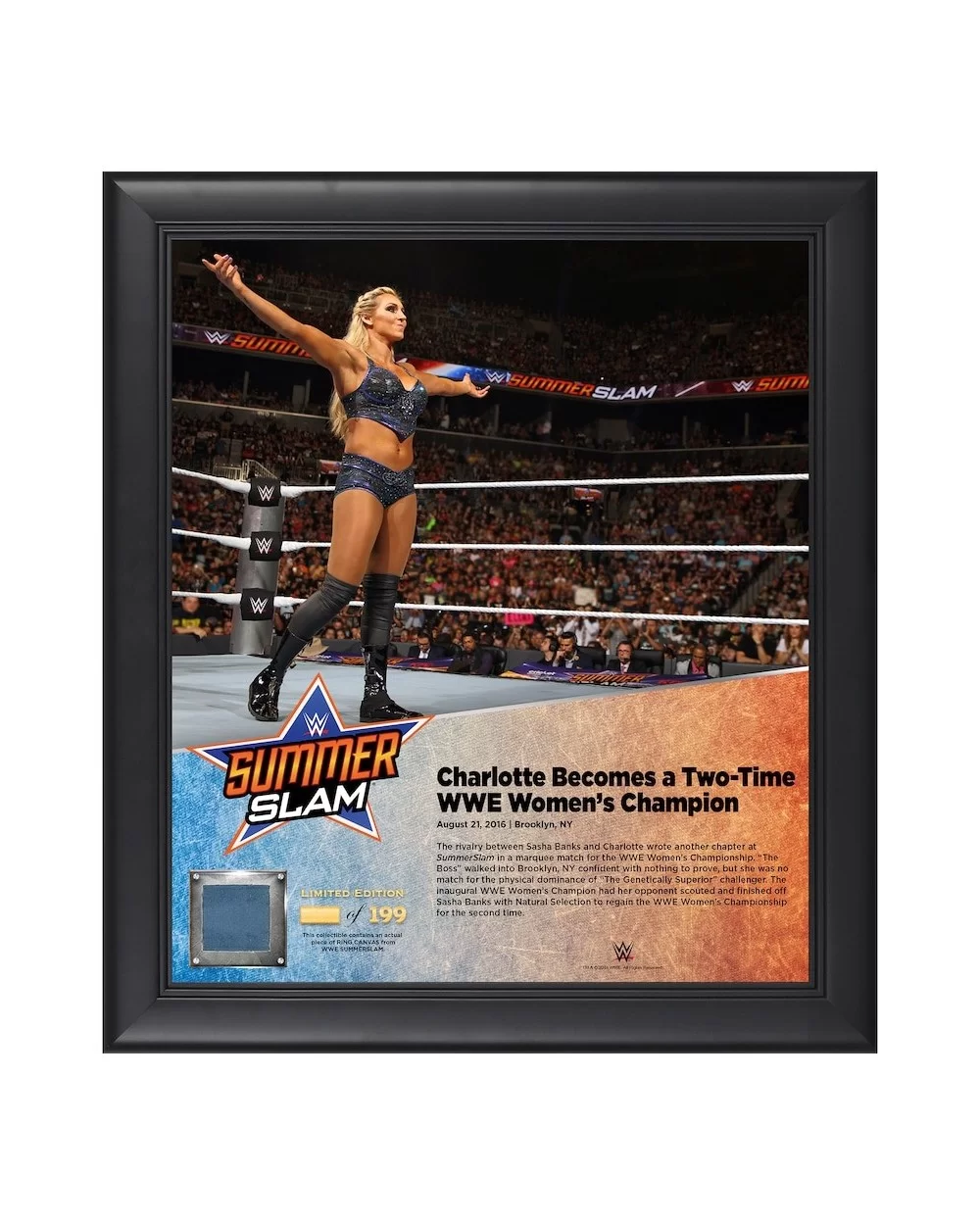 Charlotte Flair Framed 15" x 17" 2016 SummerSlam Collage with a Piece of Match-Used Canvas - Limited Edition of 199 $20.72 Ho...