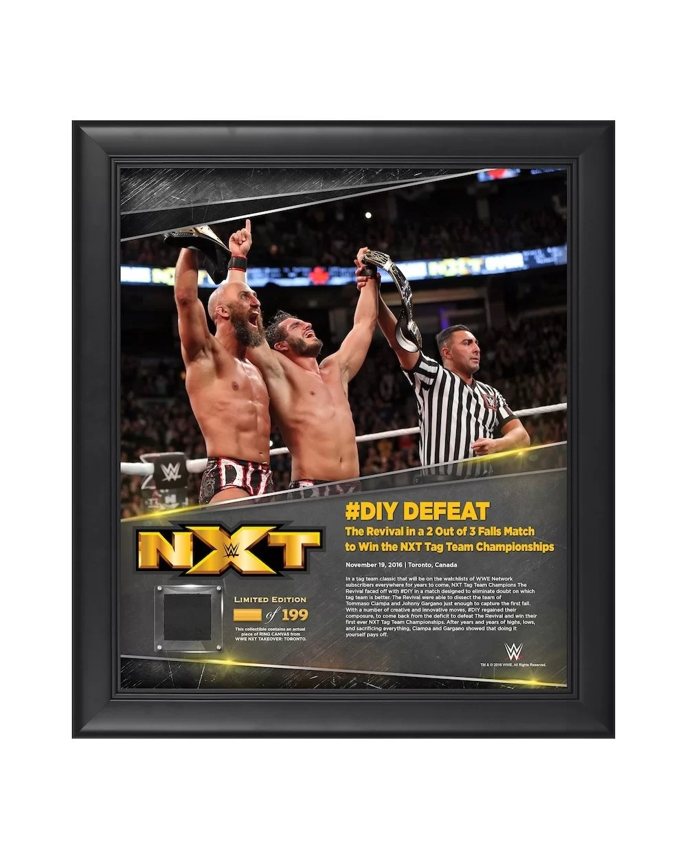 Johnny Gargano Framed 15" x 17" NXT TakeOver: Toronto Collage with a Piece of Match-Used Canvas - Limited Edition of 199 $17....