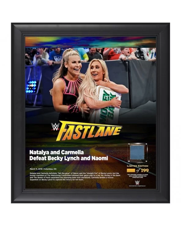 Carmella & Natalya Framed 15" x 17" 2018 Fastlane Collage with a Piece of Match-Used Canvas - Limited Edition of 199 $20.16 C...