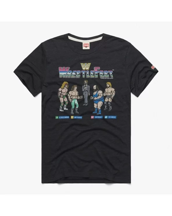 Men's Homage Heather Charcoal WrestleFest Retro Logo T-Shirt $13.72 T-Shirts