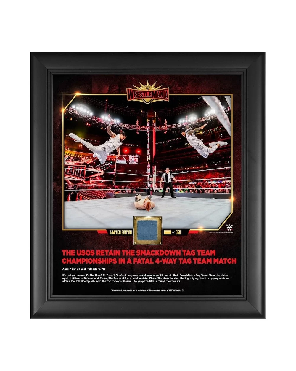 The Usos WWE Framed 15" x 17" WrestleMania 35 Collage with a Piece of Match-Used Canvas - Limited Edition of 350 $21.28 Colle...
