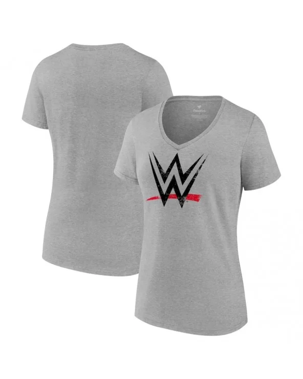 Women's Fanatics Branded Gray WWE Distressed Logo V-Neck T-Shirt $10.56 T-Shirts