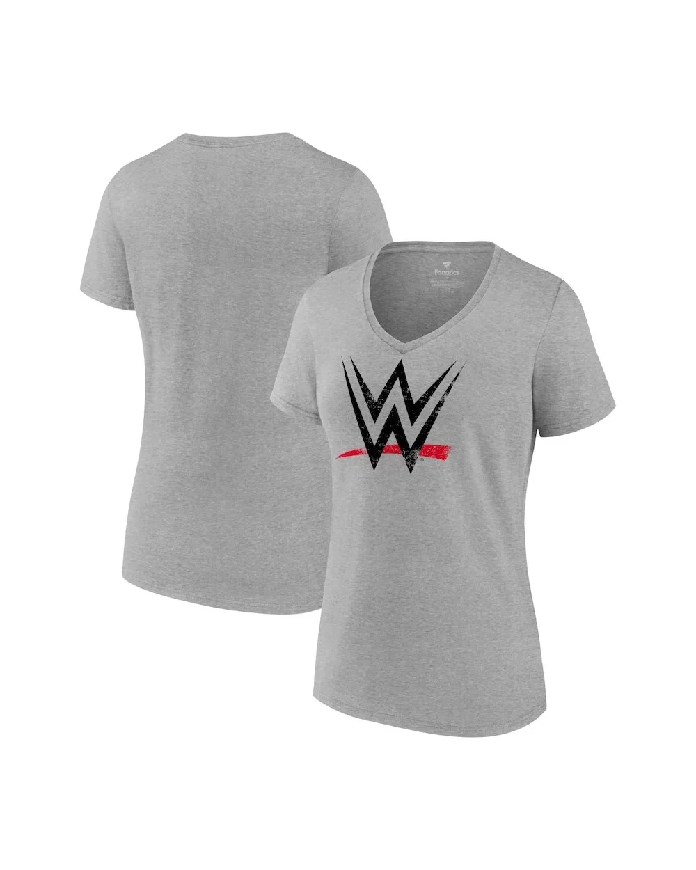 Women's Fanatics Branded Gray WWE Distressed Logo V-Neck T-Shirt $10.56 T-Shirts