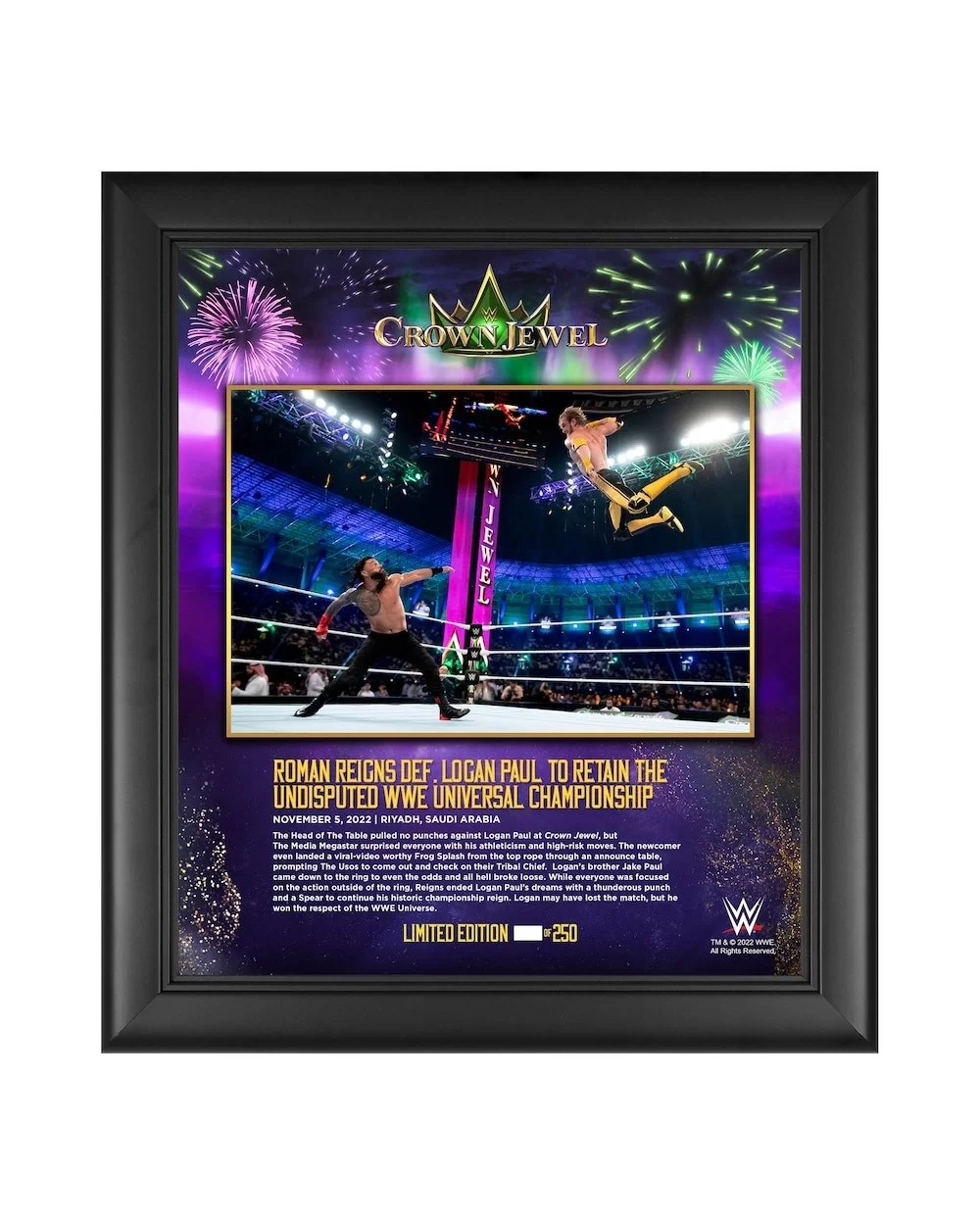 Roman Reigns Framed 15" x 17" 2022 Crown Jewel Collage - Limited Edition of 250 $28.00 Collectibles