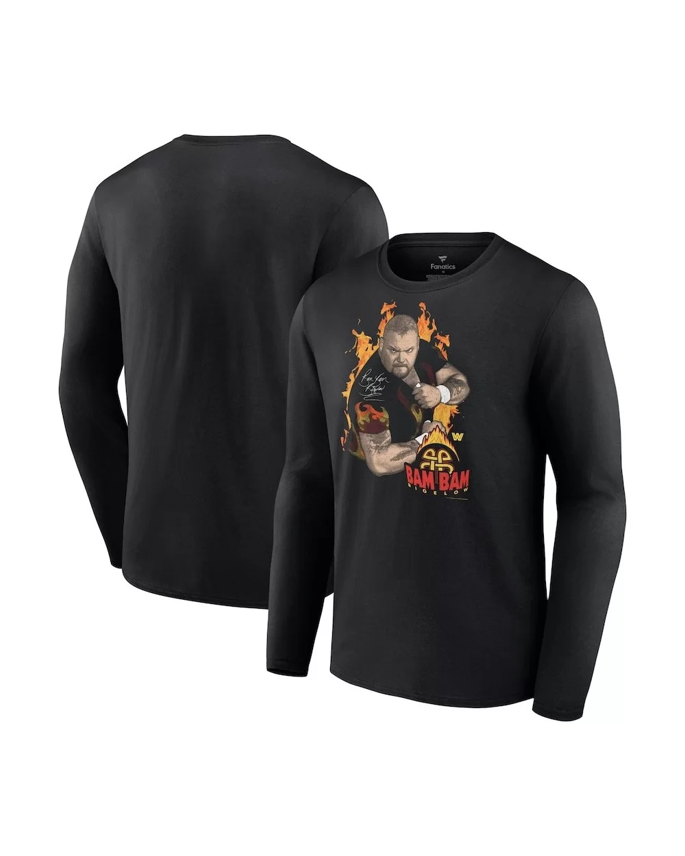 Men's Fanatics Branded Black Bam Bam Bigelow Old School Long Sleeve T-Shirt $13.16 T-Shirts