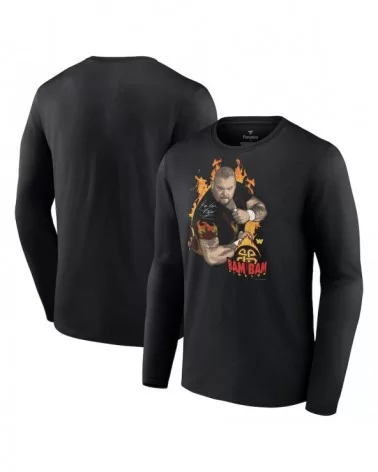 Men's Fanatics Branded Black Bam Bam Bigelow Old School Long Sleeve T-Shirt $13.16 T-Shirts