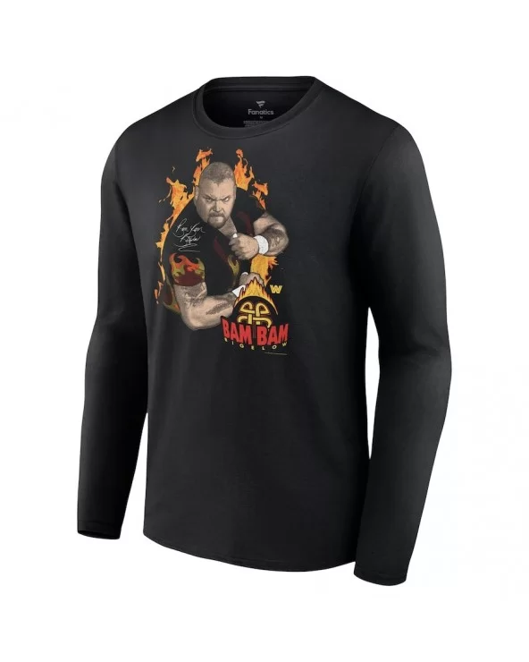 Men's Fanatics Branded Black Bam Bam Bigelow Old School Long Sleeve T-Shirt $13.16 T-Shirts