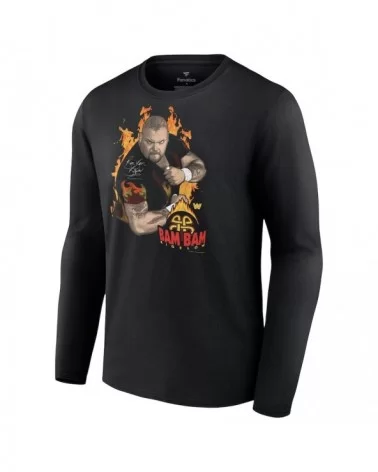 Men's Fanatics Branded Black Bam Bam Bigelow Old School Long Sleeve T-Shirt $13.16 T-Shirts