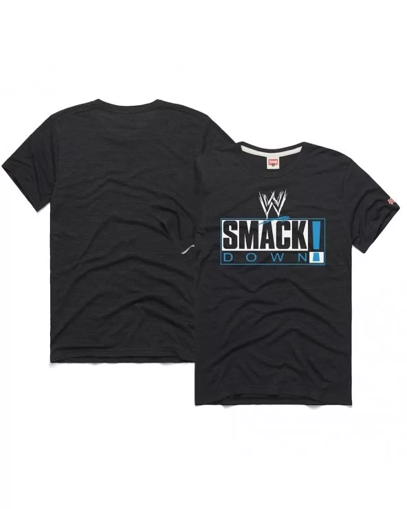 Men's Homage Heather Charcoal SmackDown Retro Tri-Blend T-Shirt $11.48 T-Shirts