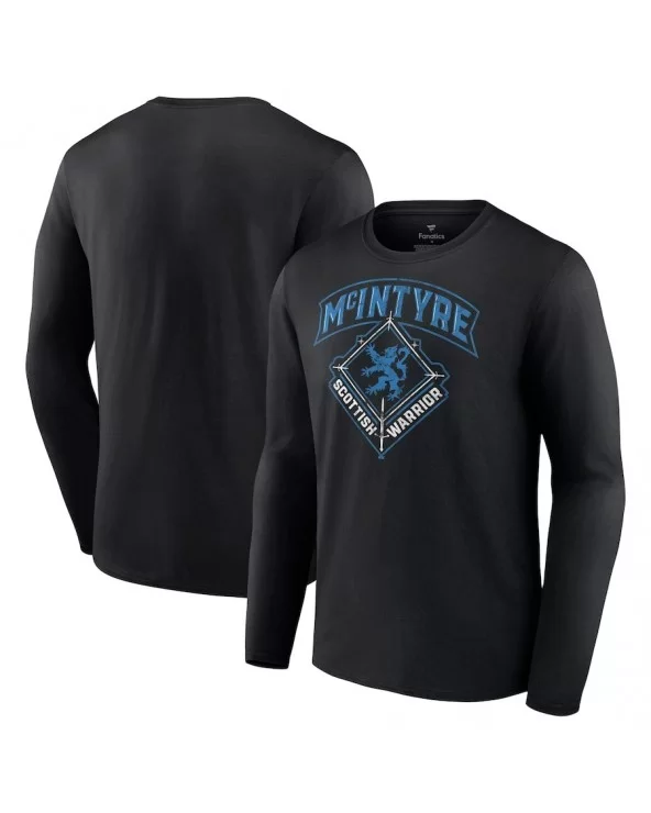 Men's Black Drew McIntyre Scottish Warrior Long Sleeve T-Shirt $10.36 T-Shirts