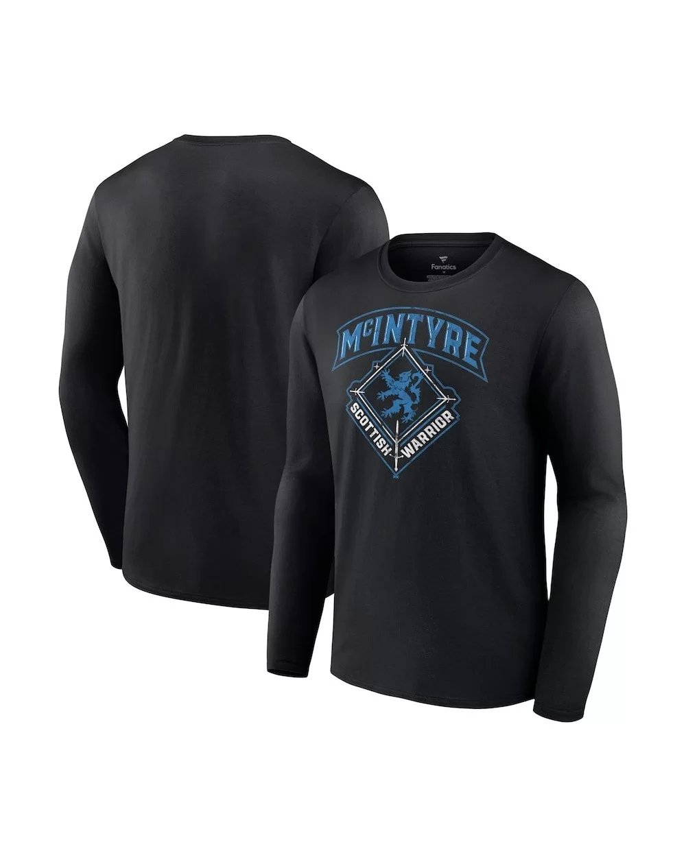 Men's Black Drew McIntyre Scottish Warrior Long Sleeve T-Shirt $10.36 T-Shirts