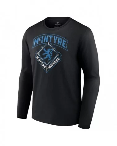 Men's Black Drew McIntyre Scottish Warrior Long Sleeve T-Shirt $10.36 T-Shirts