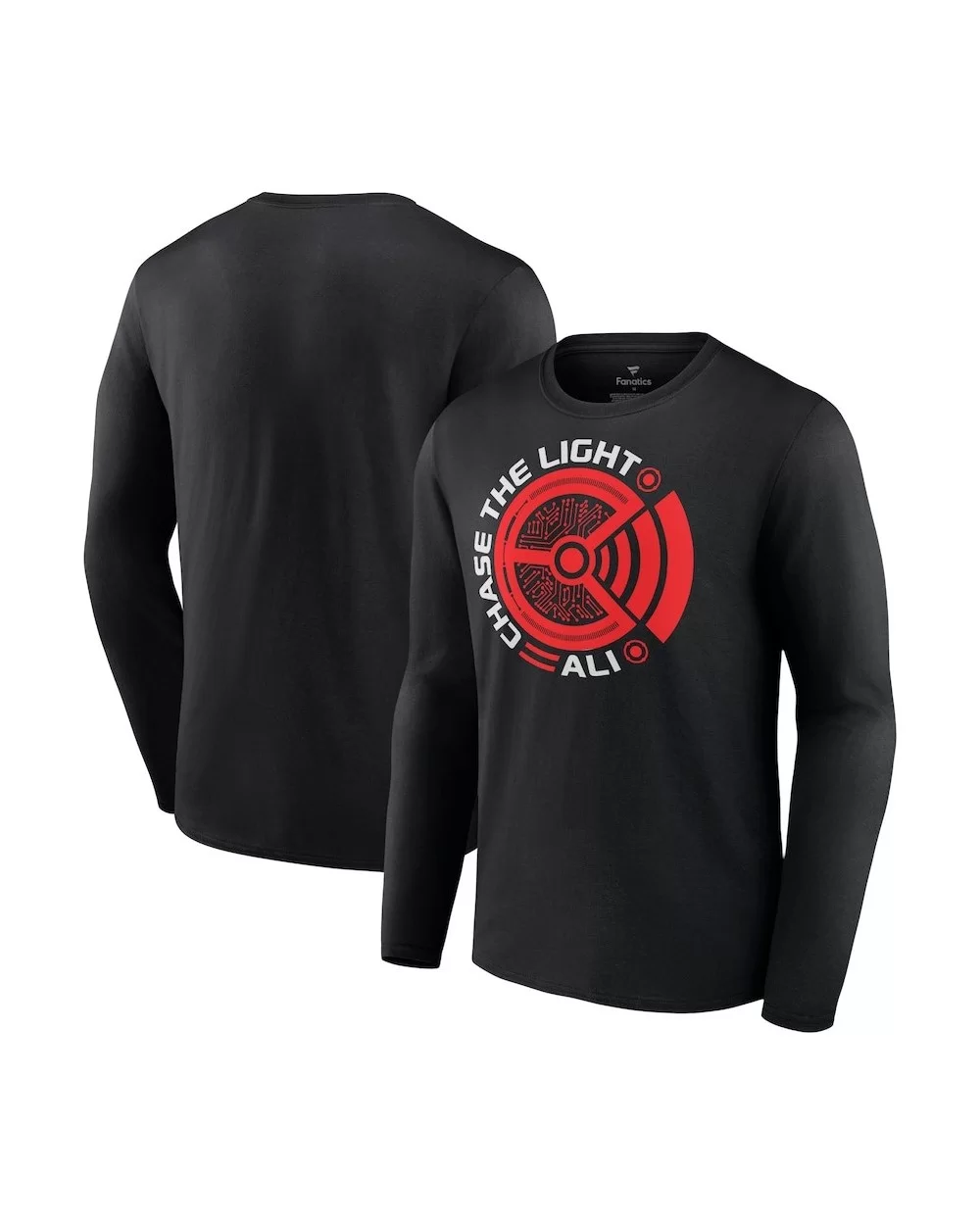 Men's Black Mustafa Ali Chase The Light Long Sleeve T-Shirt $10.92 T-Shirts