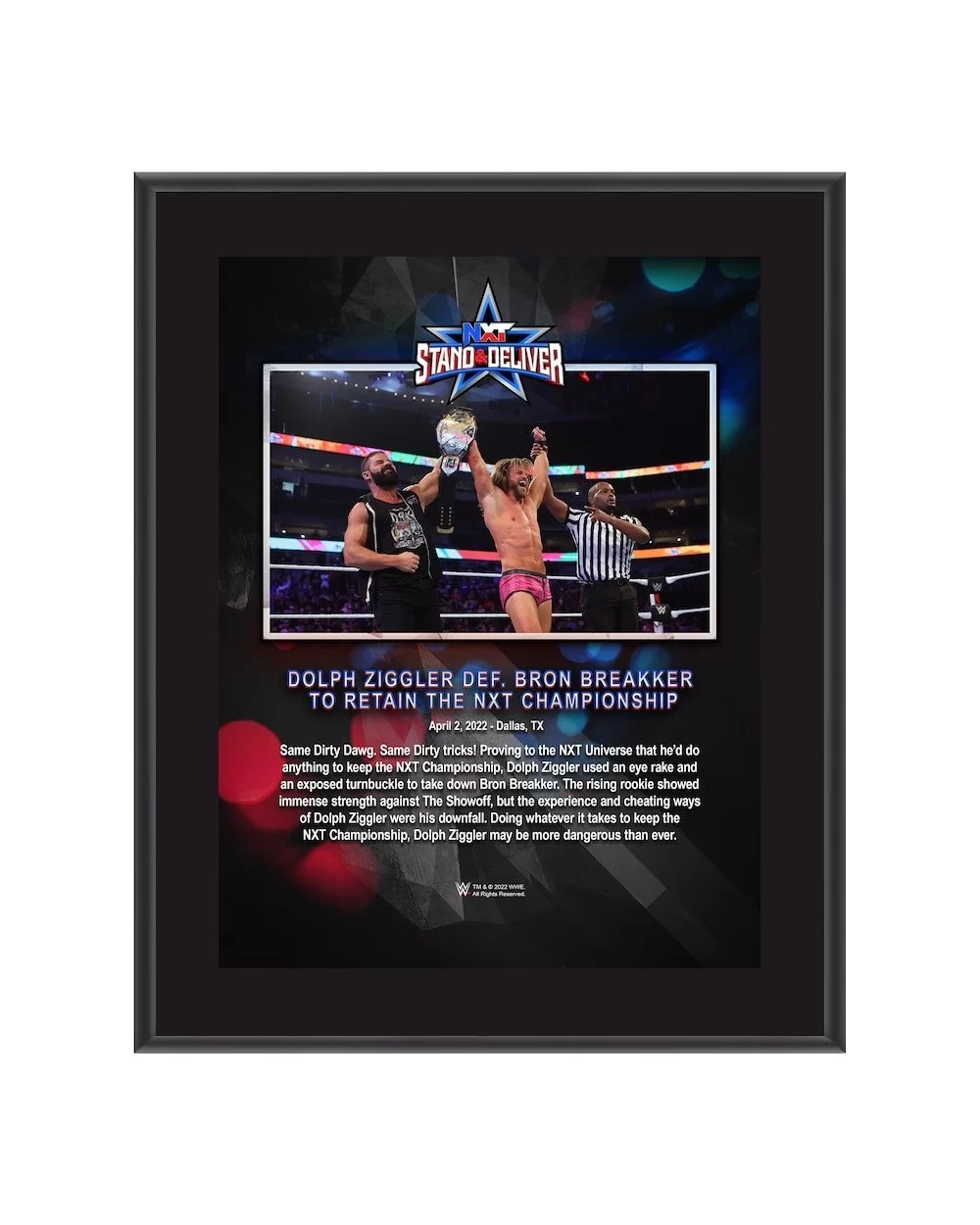 Dolph Ziggler 10.5" x 13" 2022 Stand & Deliver Sublimated Plaque $7.92 Home & Office