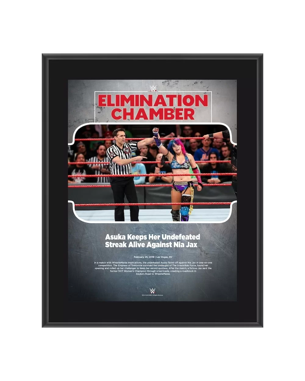 Asuka 10.5" x 13" 2018 Elimination Chamber Sublimated Plaque $10.56 Collectibles