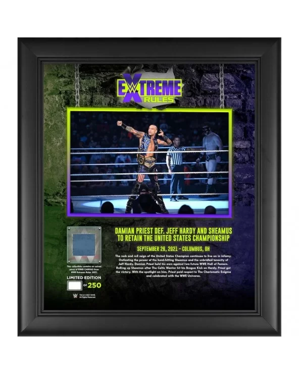 Damian Priest WWE Framed 15" x 17" 2021 Extreme Rules Collage with a Piece of Match-Used Canvas - Limited Edition of 250 $25....