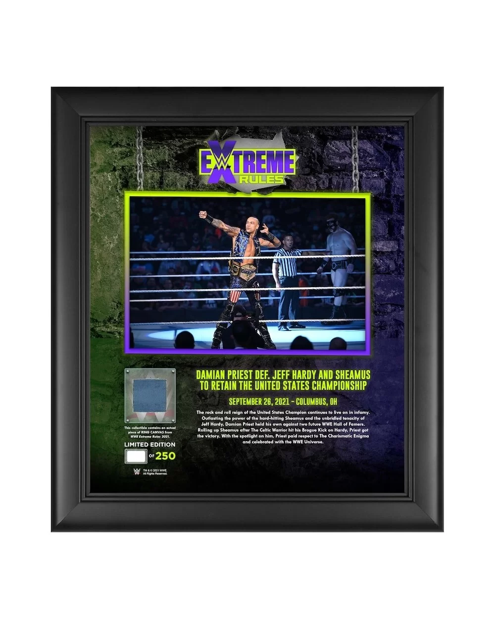 Damian Priest WWE Framed 15" x 17" 2021 Extreme Rules Collage with a Piece of Match-Used Canvas - Limited Edition of 250 $25....