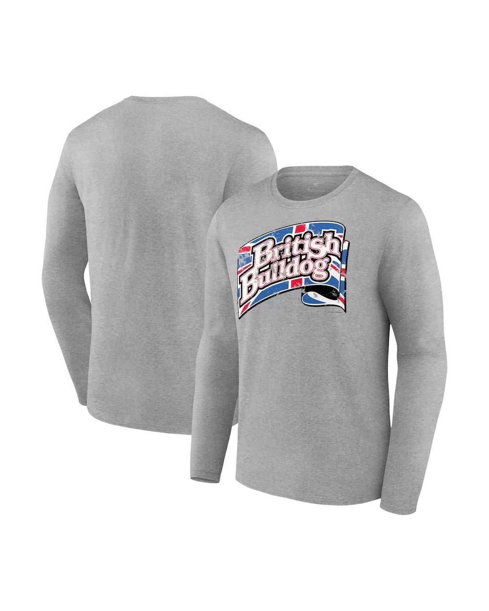 Men's Fanatics Branded Gray British Bulldog Flag Long Sleeve T-Shirt $7.92 T-Shirts