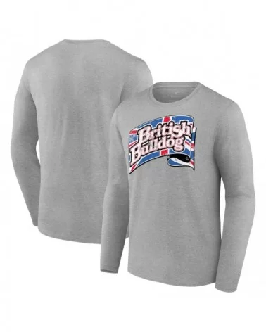 Men's Fanatics Branded Gray British Bulldog Flag Long Sleeve T-Shirt $7.92 T-Shirts