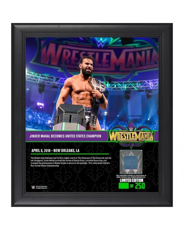 Jinder Mahal Framed 15" x 17" WrestleMania 34 Collage with a Piece of Match-Used Canvas - Limited Edition of 250 $21.28 Home ...