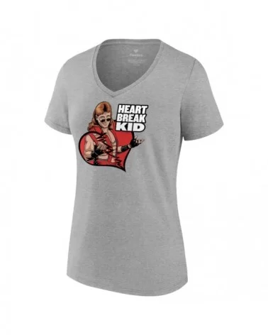 Women's Fanatics Branded Gray Shawn Michaels Heart Break Kid Illustrated V-Neck T-Shirt $8.88 T-Shirts