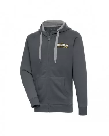 Men's Antigua Charcoal WrestleMania 39 Victory Full-Zip Hoodie $28.80 Apparel