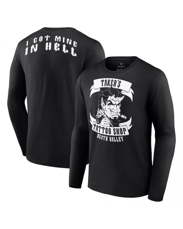 Men's Fanatics Branded Black The Undertaker Taker's Tattoo Shop Retro Long Sleeve T-Shirt $13.44 T-Shirts
