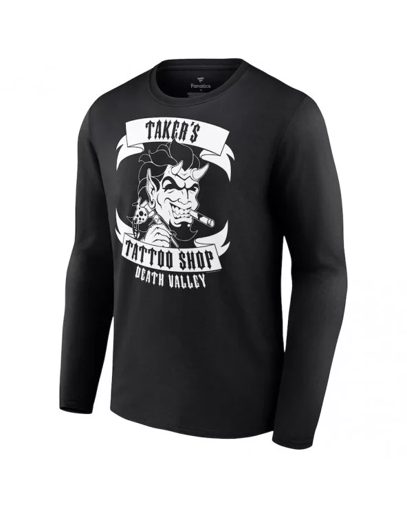 Men's Fanatics Branded Black The Undertaker Taker's Tattoo Shop Retro Long Sleeve T-Shirt $13.44 T-Shirts