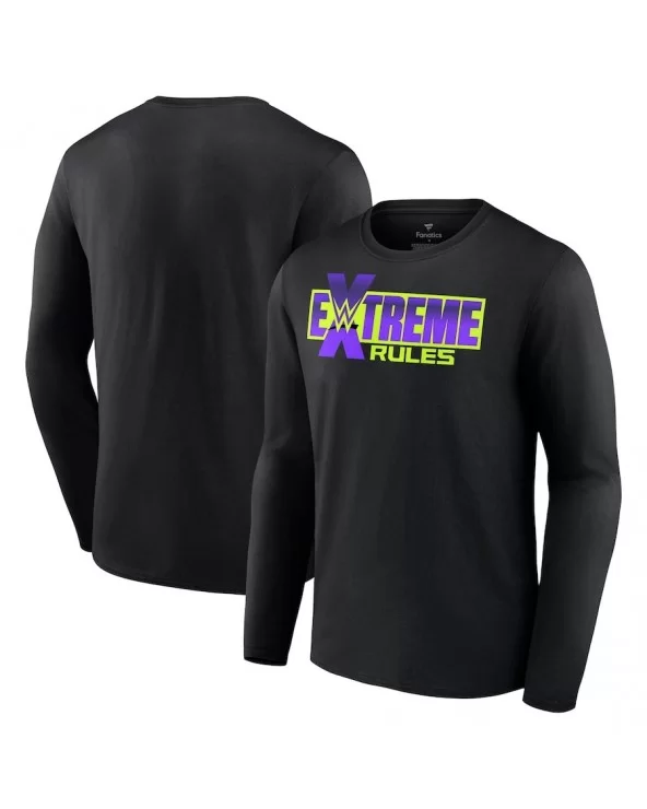 Men's Fanatics Branded Black Extreme Rules Official Logo Long Sleeve T-Shirt $10.64 T-Shirts