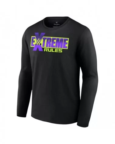 Men's Fanatics Branded Black Extreme Rules Official Logo Long Sleeve T-Shirt $10.64 T-Shirts