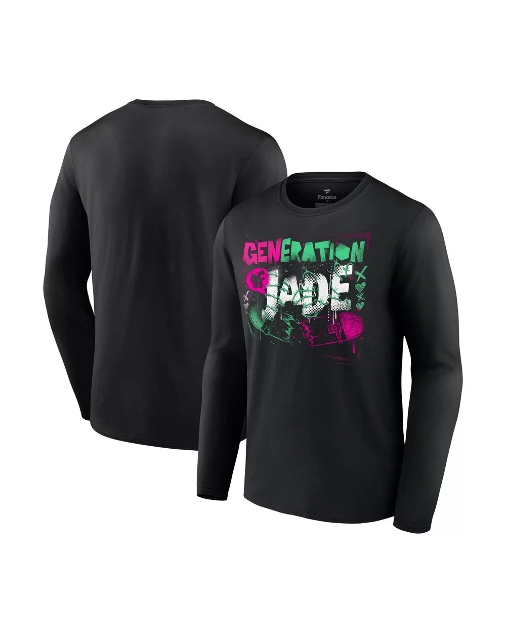 Men's Fanatics Branded Black Cora Jade Broken Skateboard Long Sleeve T-Shirt $12.88 T-Shirts