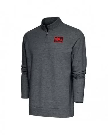 Men's Antigua Charcoal nWo Gambit Quarter-Zip Pullover Top $20.58 Apparel