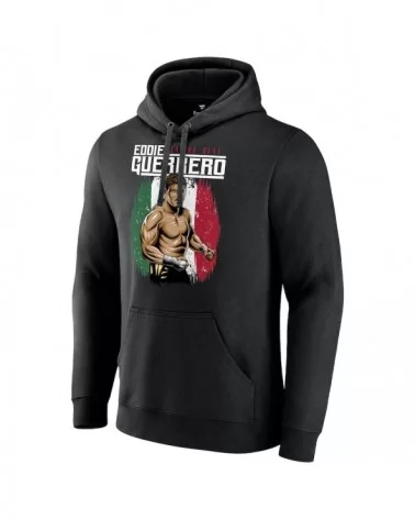 Men's Black Eddie Guerrero Latino Heat Portrait Pullover Hoodie $16.00 Apparel