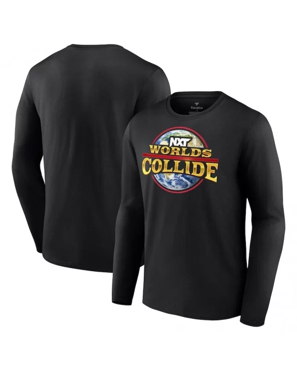 Men's Black NXT World Collide 2022 Logo Long Sleeve T-Shirt $9.66 Apparel