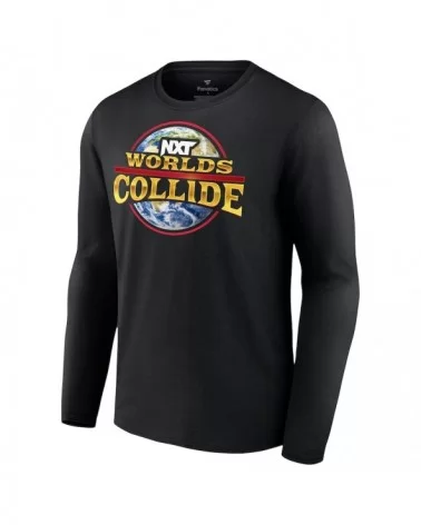 Men's Black NXT World Collide 2022 Logo Long Sleeve T-Shirt $9.66 Apparel