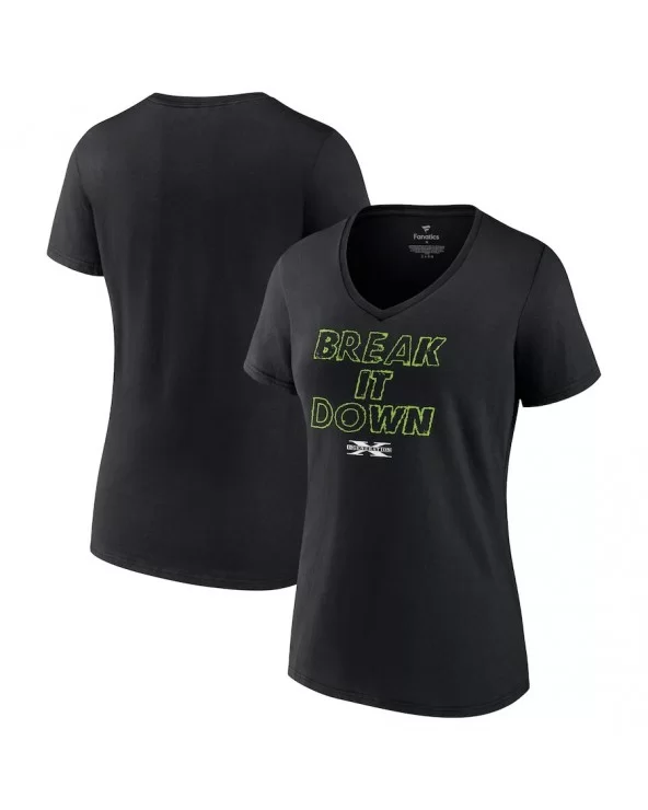 Women's Fanatics Branded Black D-Generation X Break It Down Wordmark V-Neck T-Shirt $10.08 T-Shirts