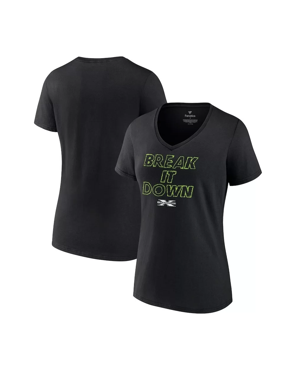 Women's Fanatics Branded Black D-Generation X Break It Down Wordmark V-Neck T-Shirt $10.08 T-Shirts