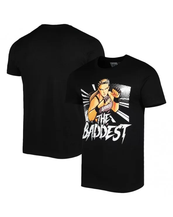 Men's Black Ronda Rousey The Baddest Illustrated T-Shirt $8.16 T-Shirts