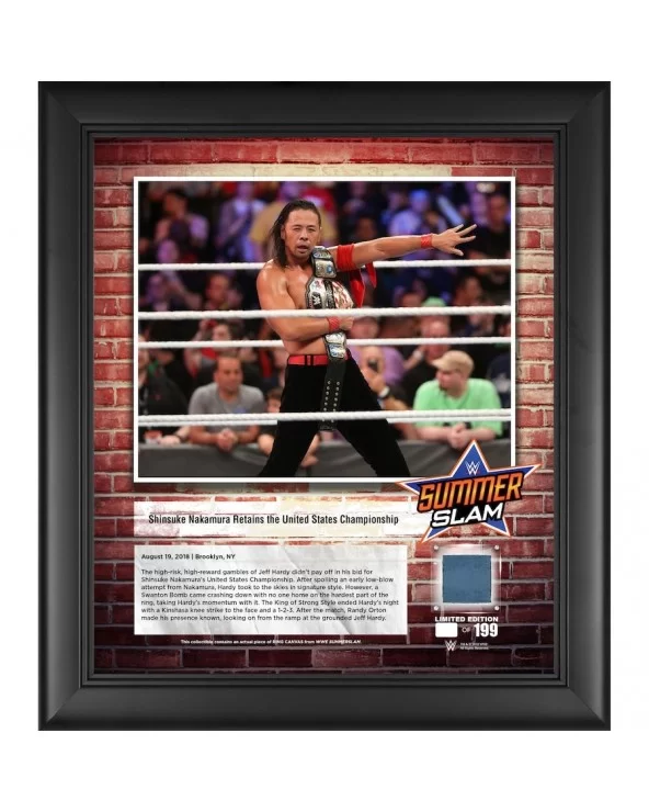 Shinsuke Nakamura WWE 15" x 17" 2018 SummerSlam Collage with a Piece of Match-Used Canvas - Limited Edition of 199 $22.40 Hom...